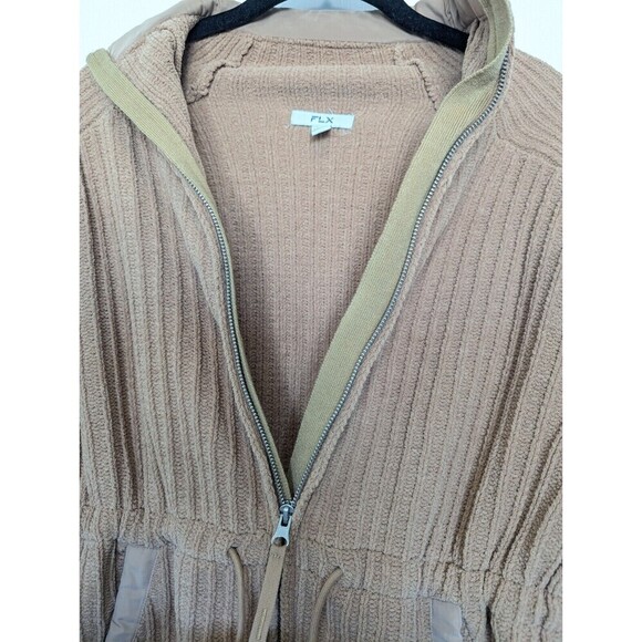 FLX Sweater Womens Extra‎ Small Tan Mature Cardigan Neutral Ribbed Casual Soft - Picture 6 of 12